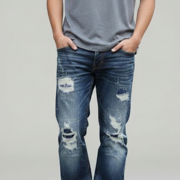 True Religion Men's Blue Distressed Jeans - Picture 2 of 13
